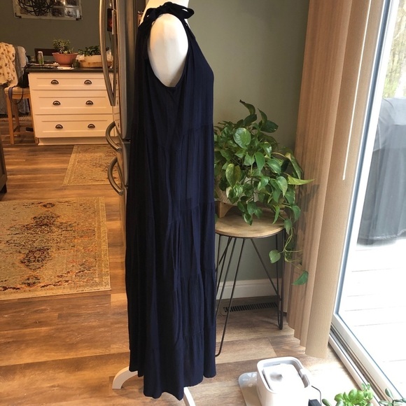 Mudpie Womens Tiered Maxi Dress Size S Blue Shoulder Ties Boho Peasant Granny - Picture 4 of 9